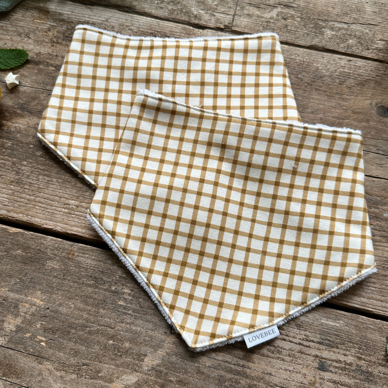 Mustard Gingham Dribble Bib | Ready To Post