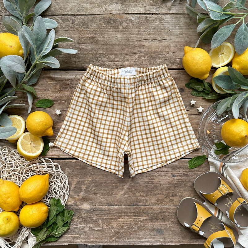 Mustard Gingham BeeJamas | Short | Ready To Post