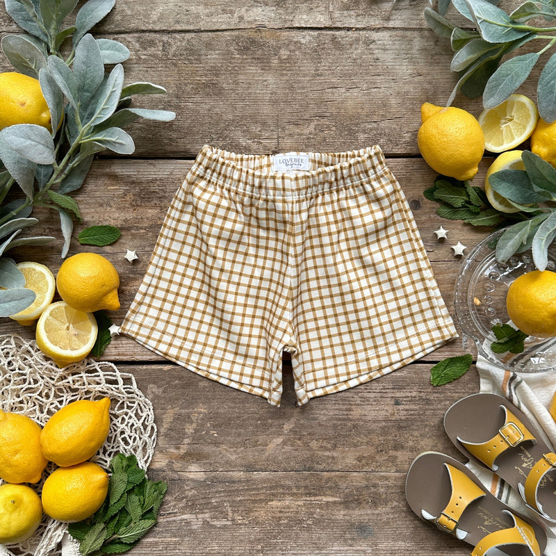 Mustard Gingham Summer Short Set