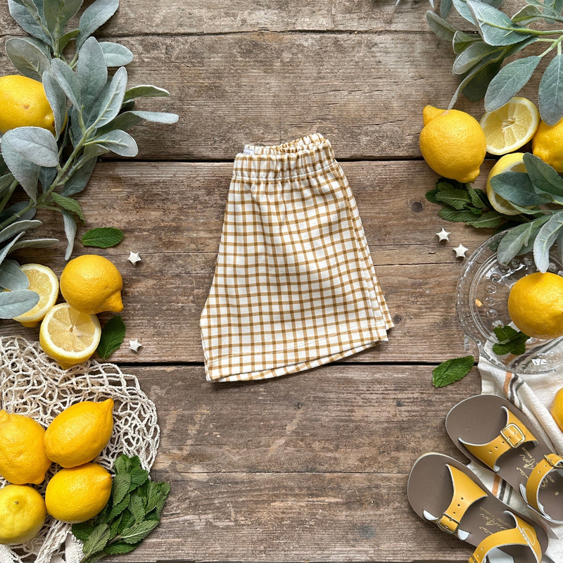 Mustard Gingham Summer Short Set