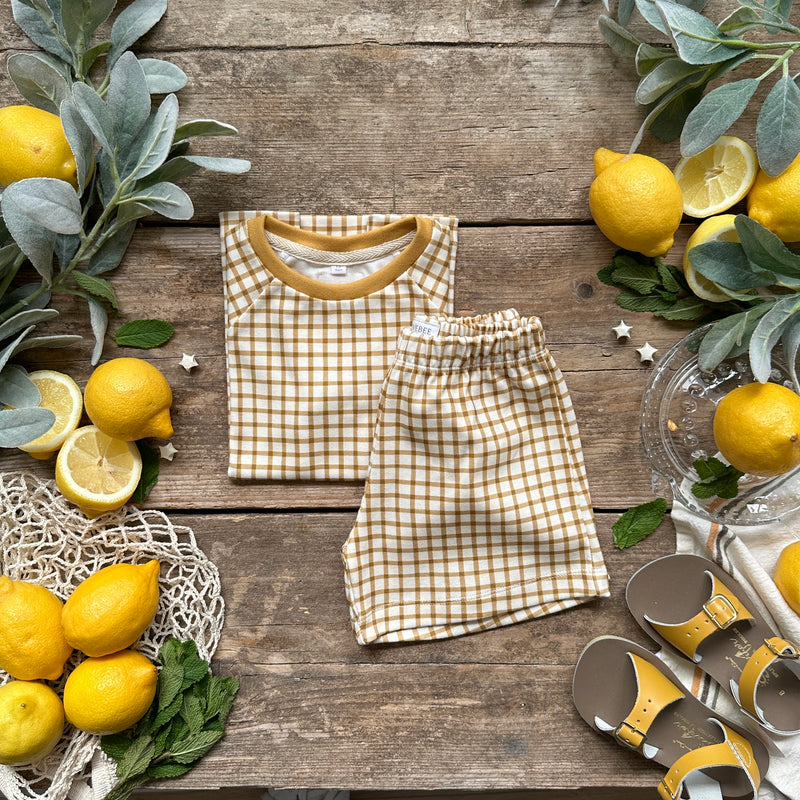 Mustard Gingham BeeJamas | Short | Ready To Post