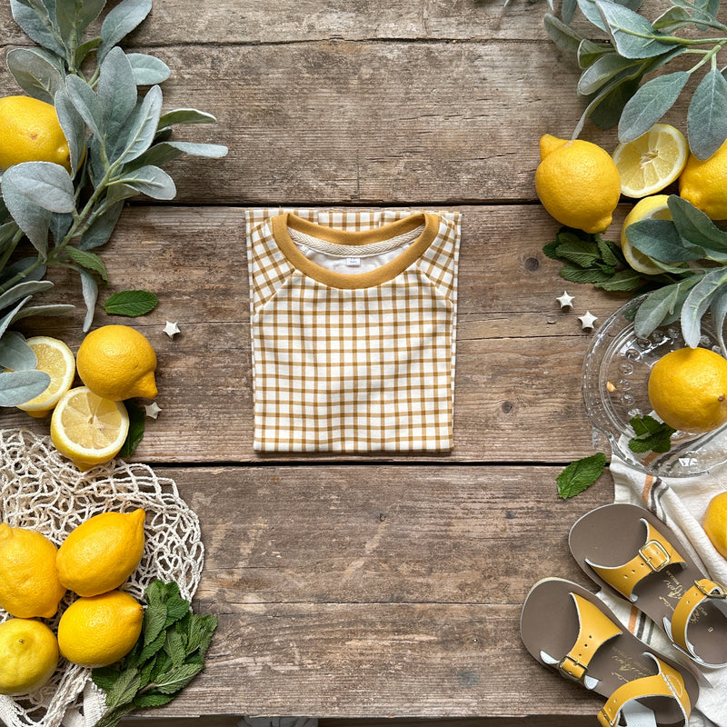 Mustard Gingham BeeJamas | Short | Ready To Post