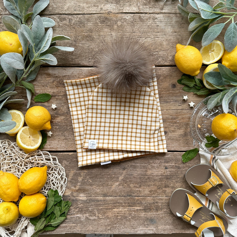 Mustard Gingham Printed Snood | Ready To Post