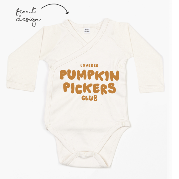 LoveBee Baby Kimono Bodysuits | Pumpkin Pickers | Natural