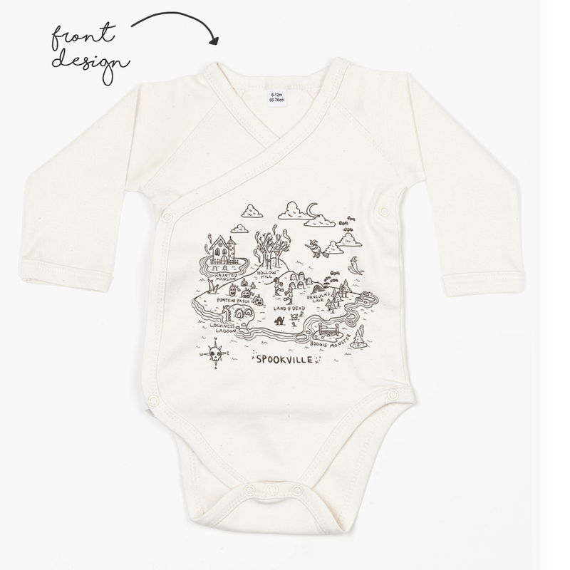 LoveBee Baby Kimono Bodysuits | Spookville | Natural