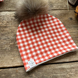 Red Gingham Bobble Hat | Ready To Post