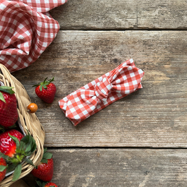 Red Gingham Knot Bow Headband | Ready To Post