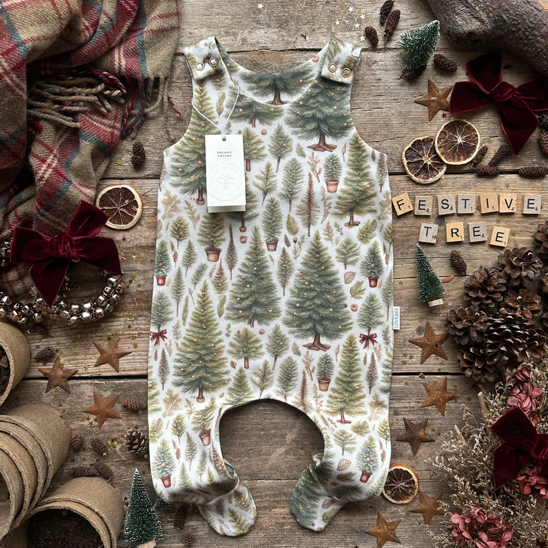 Ribbon Christmas Tree Footed Romper | Ready To Post