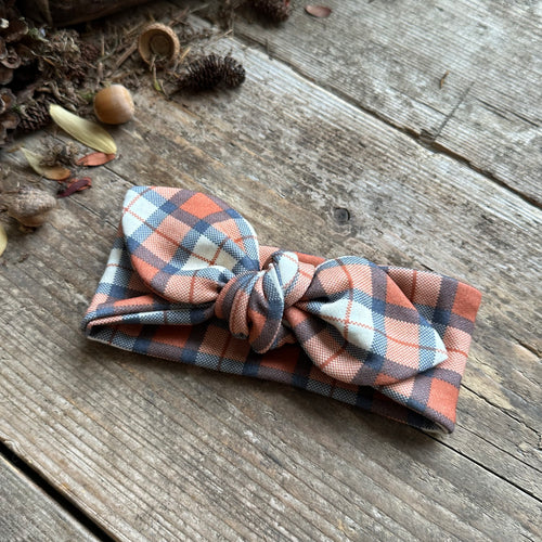 Rustic Plaid Knot Bow Headband