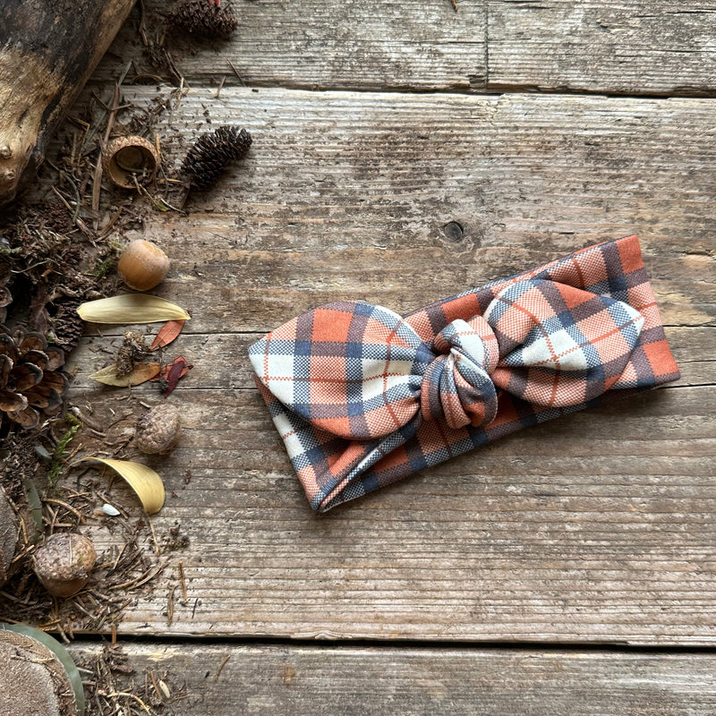 Rustic Plaid Knot Bow Headband