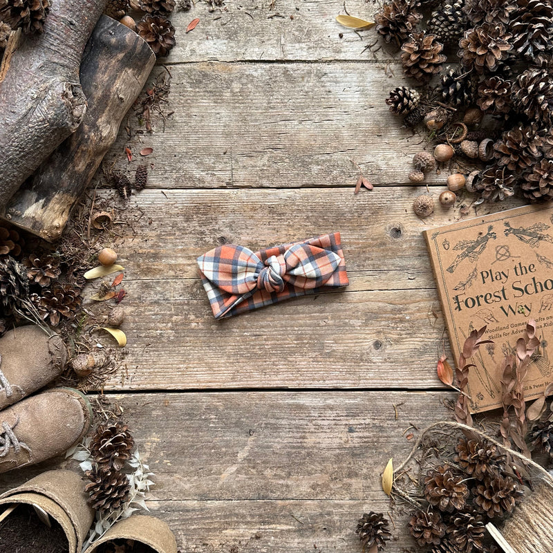 Rustic Plaid Knot Bow Headband