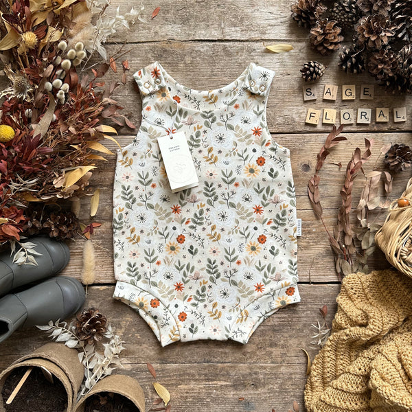 Sage Floral Bloomer Romper