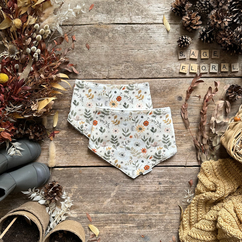 Sage Floral Dribble Bib