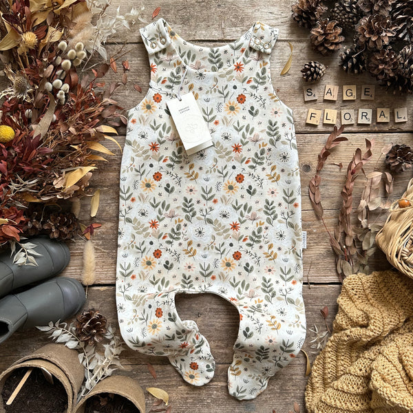 Sage Floral Footed Romper