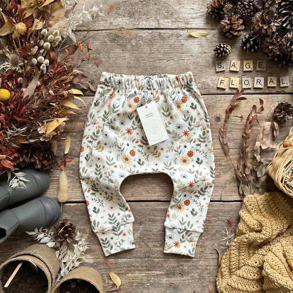 Sage Floral Harem Leggings