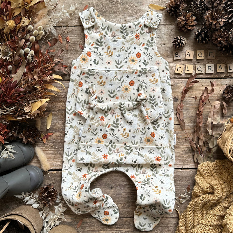 Sage Floral Footed Romper