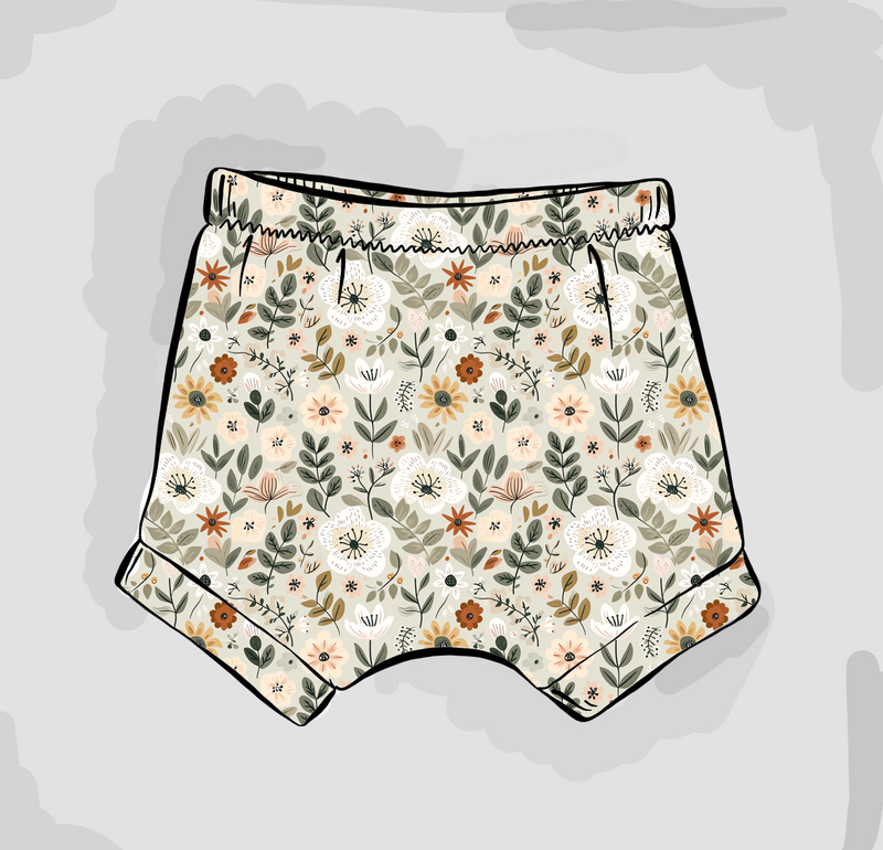 Sage Floral Cuffed Shorts