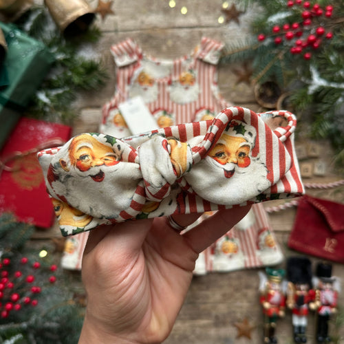 Santa Stripe Knot Bow Headband