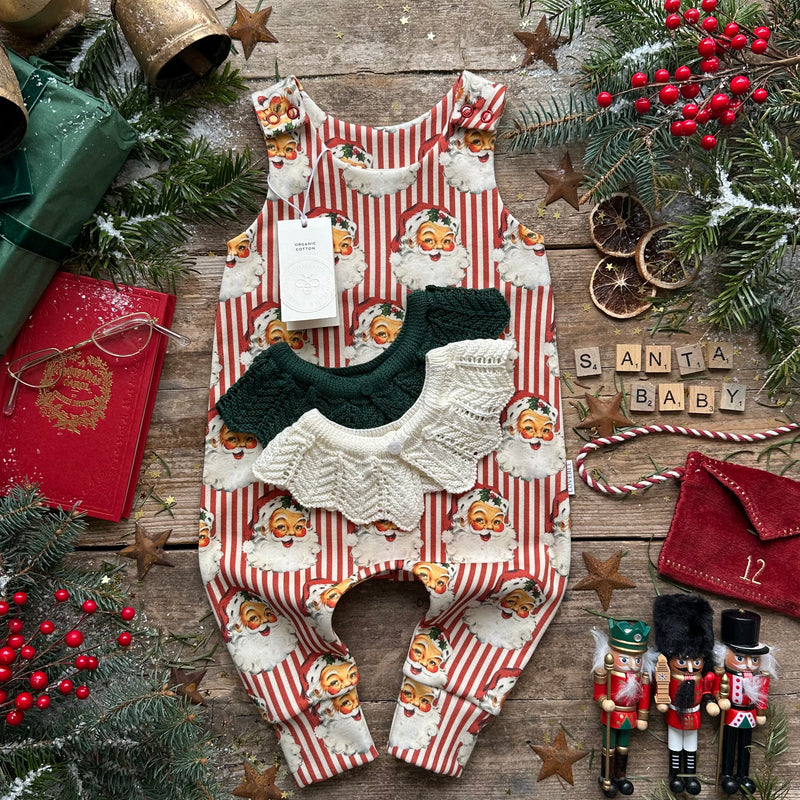 Santa Stripe Footed Romper | Ready To Post