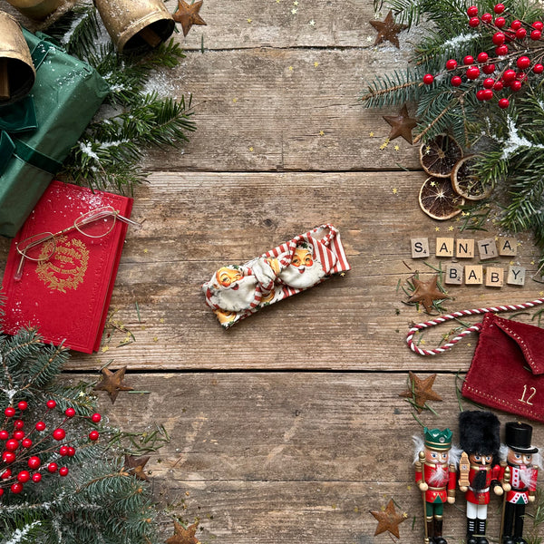 Santa Stripe Knot Bow Headband