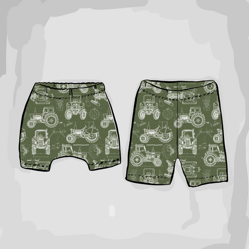 Tractor Blueprint Shorts