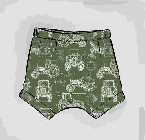 Tractor Blueprint Cuffed Shorts