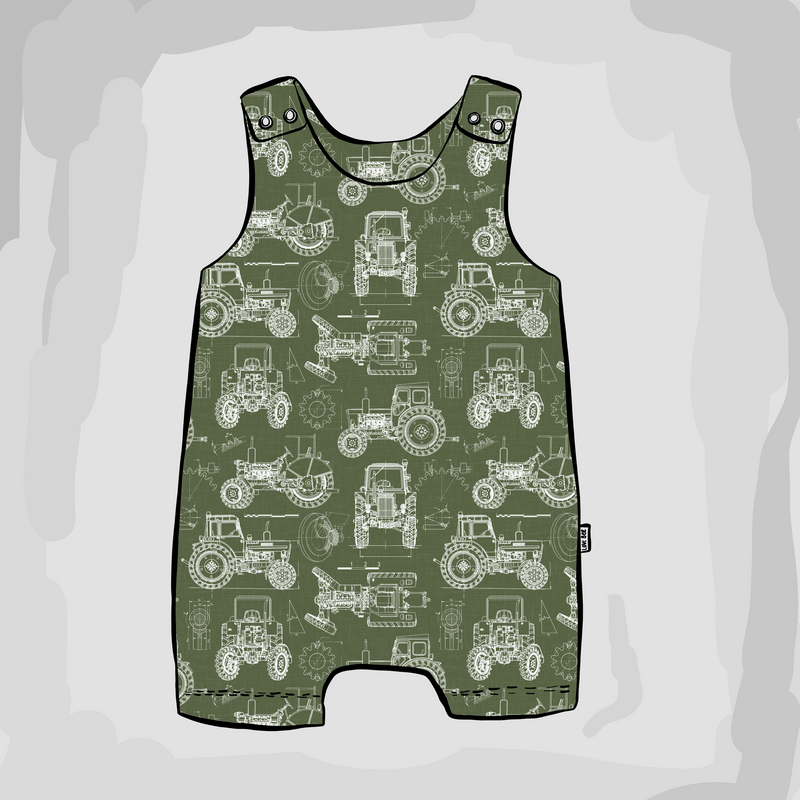 Tractor Blueprint Short Romper