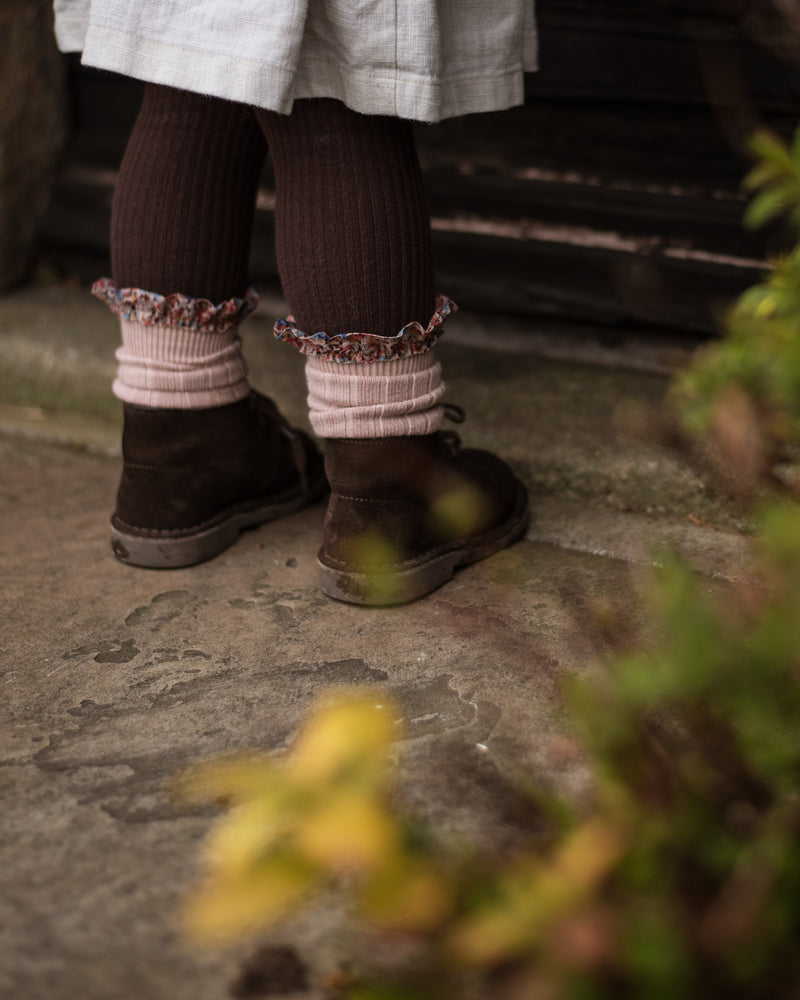 Liberty Ruffle Ribbed Ankle Socks | Charlotte | Rose