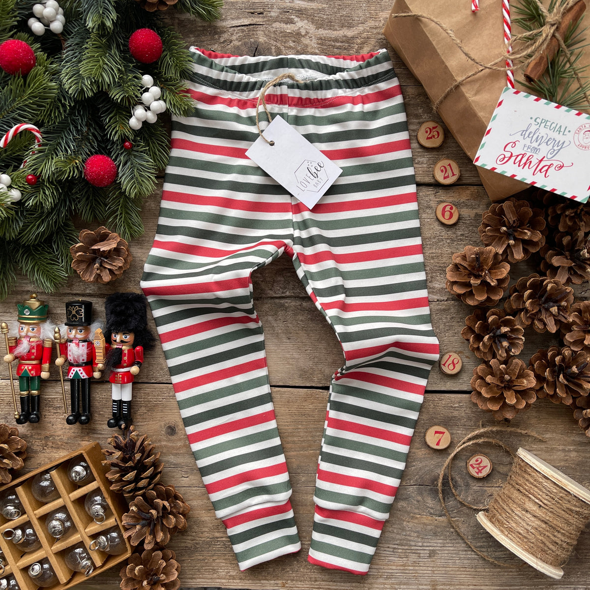 Christmas striped leggings hotsell