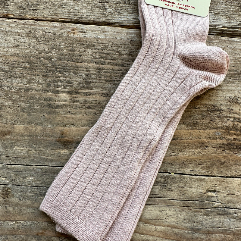 Cotton Rib Knee High Socks | Old Rose